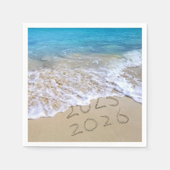 Happy New Year 2026 Ocean Beach  Napkin (Front)