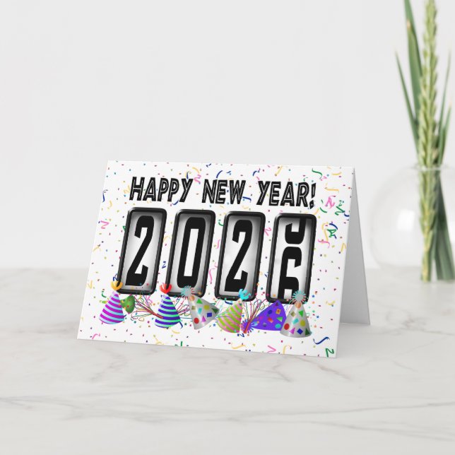 Happy New Year 2026 Odometer  Holiday Card (Front)
