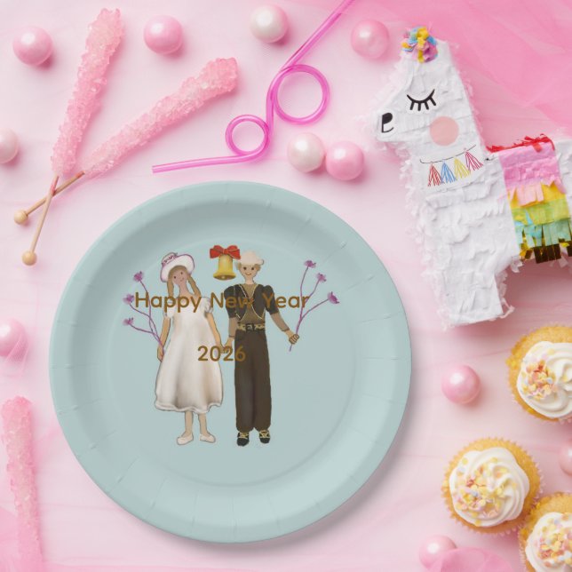 Happy New Year 2026 Paper Plate (Party)