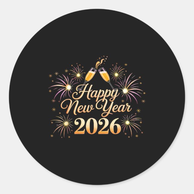 Happy New Year 2026 Party  Classic Round Sticker (Front)