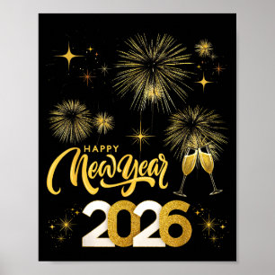Happy New Year 2026 Party Fireworks Family Matchin Poster