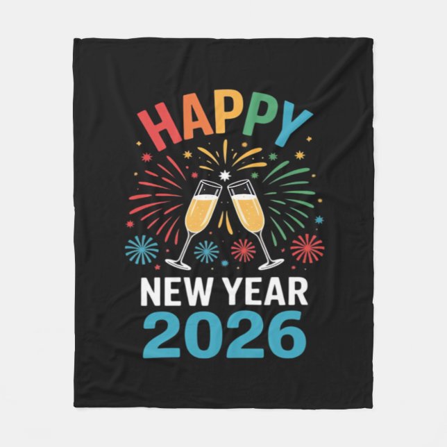 Happy New Year 2026 Party Funny New Years Eve 2026 Fleece Blanket (Front)