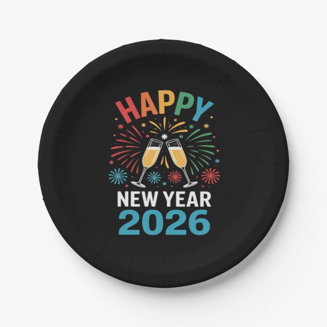 Happy New Year 2026 Party Funny New Years Eve 2026 Paper Plate (Front)