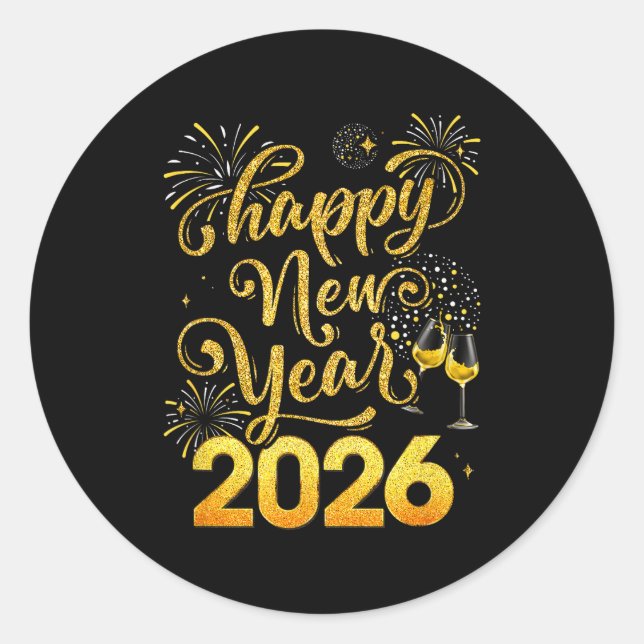 Happy New Year 2026 Party New Years Eve Holiday  Classic Round Sticker (Front)
