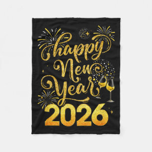 Happy New Year 2026 Party New Years Eve Holiday  Fleece Blanket