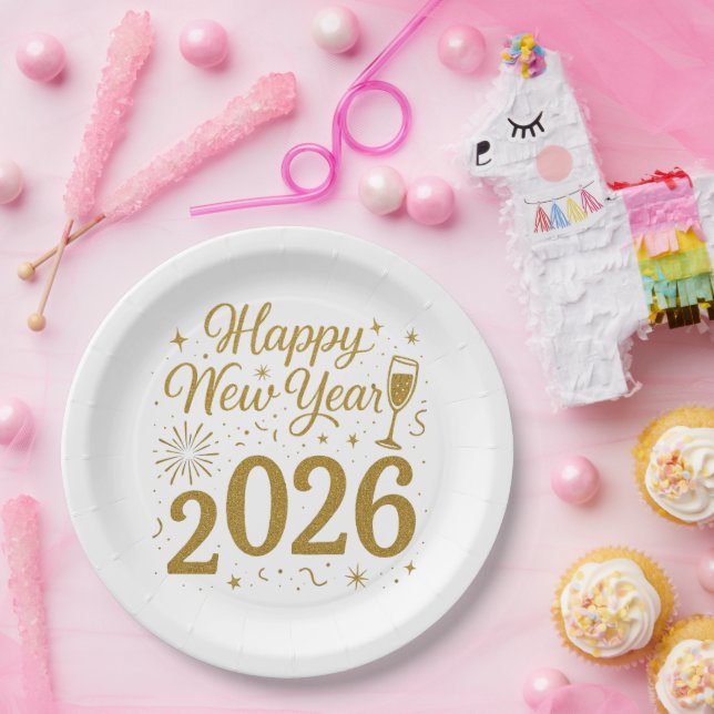Happy New Year 2026 Party Plates – Festive Tablewa (Party)