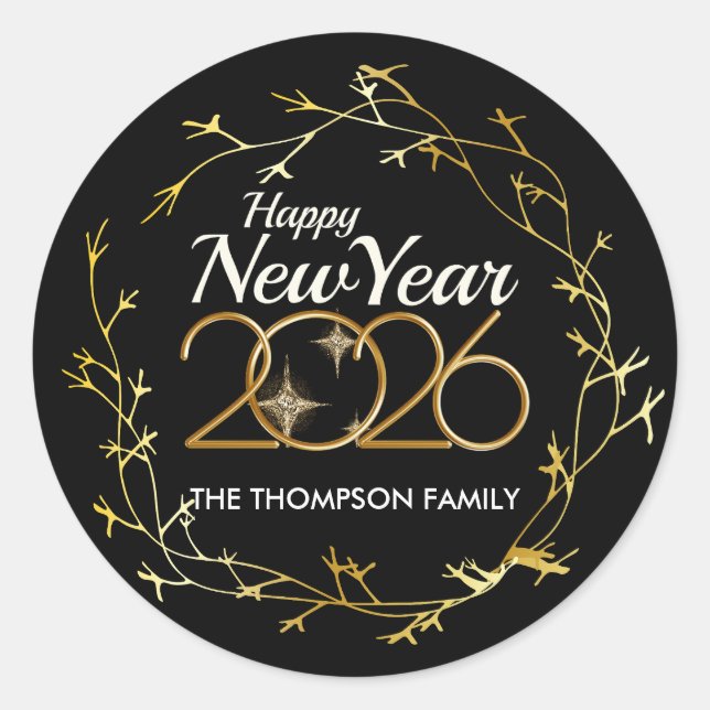 Happy New Year 2026 Personalized cercle Sticker (Front)
