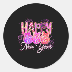 Happy New Year 2026 Preppy New Years Nk Coquette B Classic Round Sticker