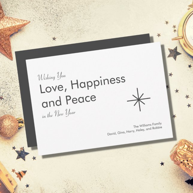 Happy New Year 2026 Retro Elegant Gray White  Holiday Card (Creator Uploaded)