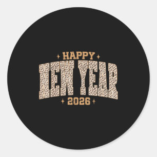 Happy New Year 2026 Retro Leopard New Years Eve Pa Classic Round Sticker