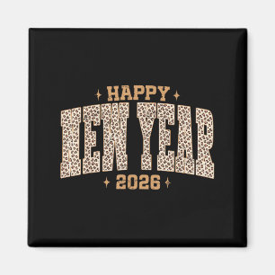 Happy New Year 2026 Retro Leopard New Years Eve Pa Magnet