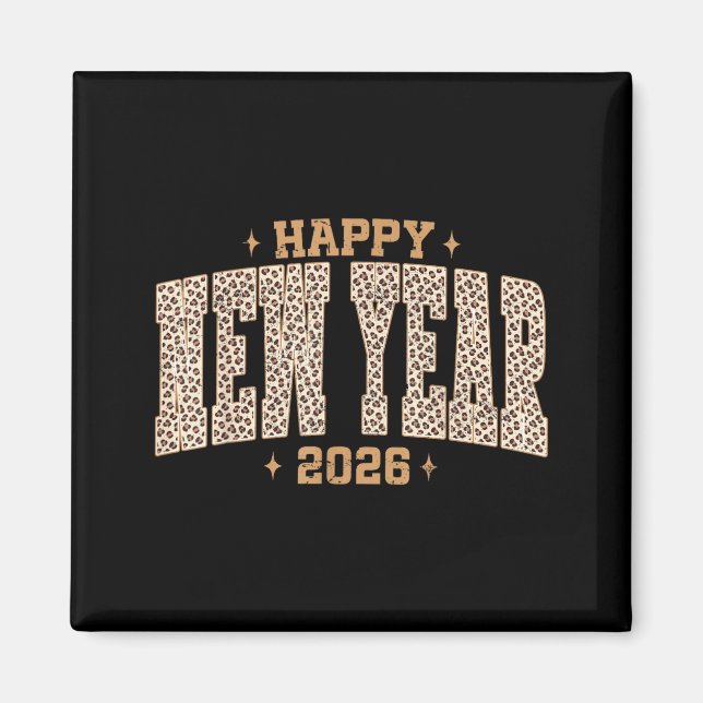 Happy New Year 2026 Retro Leopard New Years Eve Pa Magnet (Front)