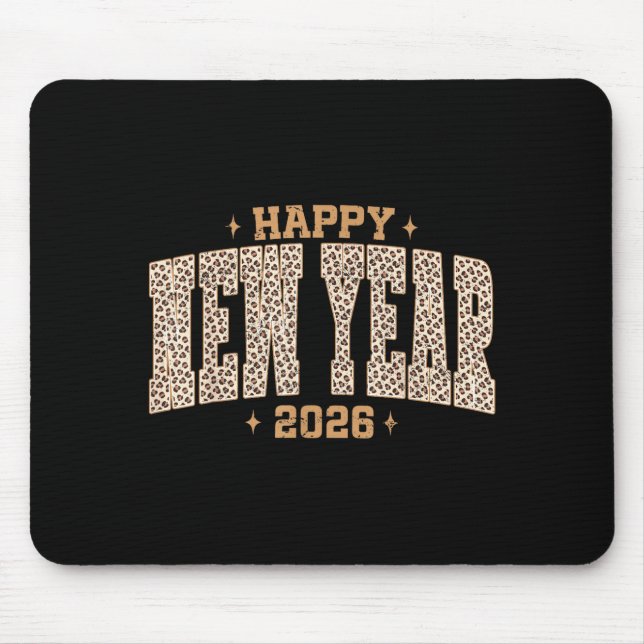 Happy New Year 2026 Retro Leopard New Years Eve Pa Mouse Mat (Front)
