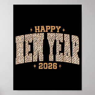 Happy New Year 2026 Retro Leopard New Years Eve Pa Poster