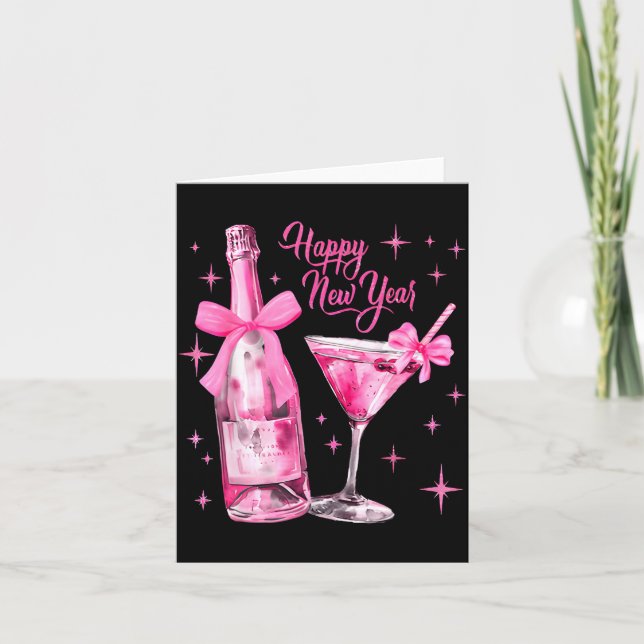 Happy New Year 2026 Retro Nk Bow Whisky New Year's Card (Front)