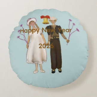 Happy New Year 2026 Round Cushion