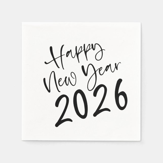 Happy New Year 2026 Script  Napkin (Front)