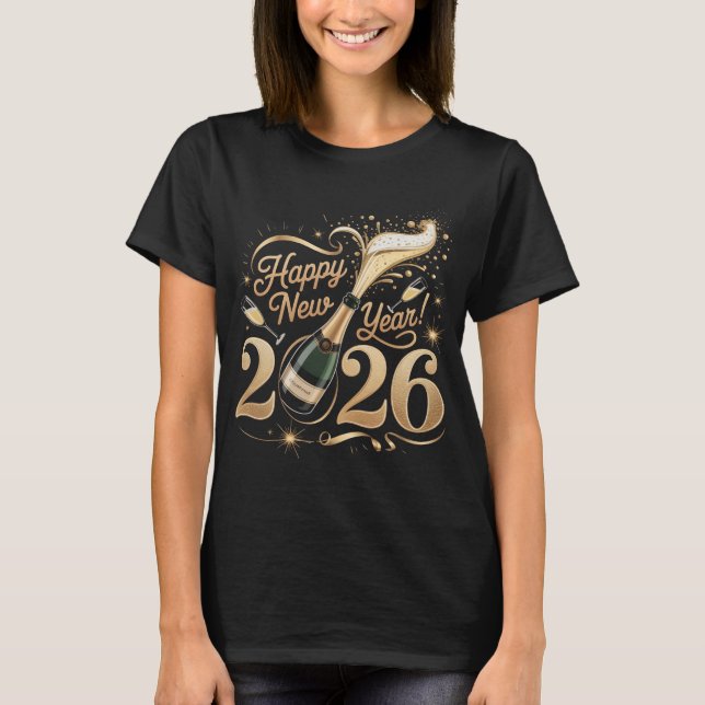 Happy New Year 2026 Shirt Champagne Popping NYE Ev (Front)