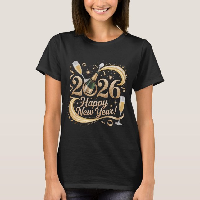 Happy New Year 2026 Shirt Champagne Popping NYE Ev (Front)