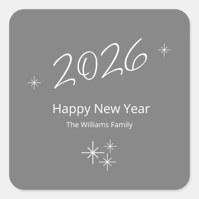 Happy New Year 2026 Simple Snowflakes Square Sticker (Front)