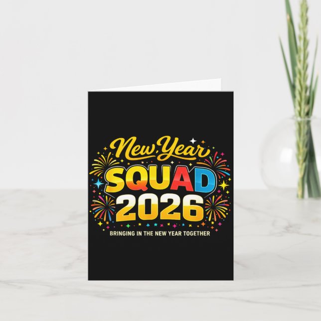 Happy New Year 2026 Squad Crew Fireworks Family Ma Card (Front)
