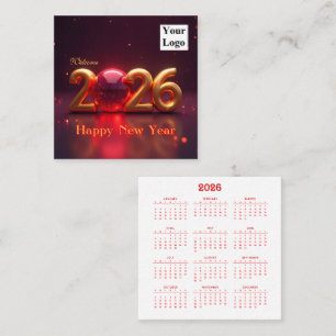 Happy New Year 2026 Square Business Card
