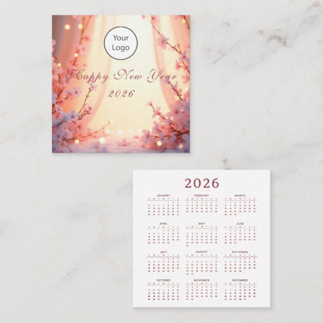 Happy New Year 2026 Square Business Card (Front/Back)