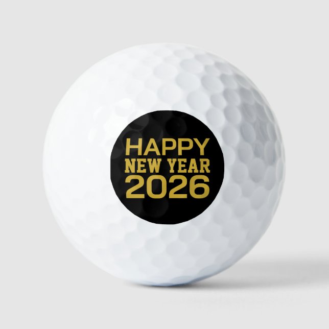 Happy New Year 2026 T-Shirt Golf Balls (Front)