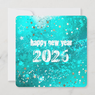 Happy new year 2026 turquoise holiday card