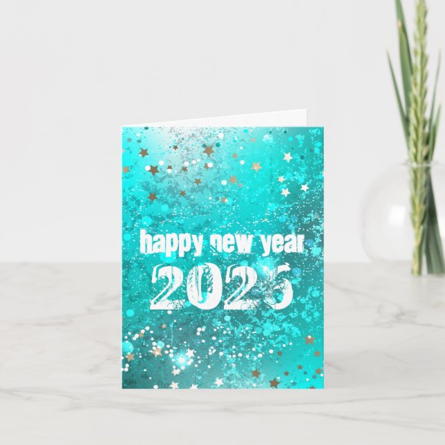 Happy New year 2026 turquoise invitation (Front)