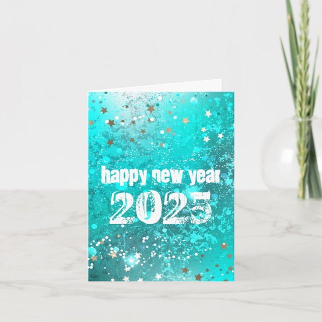 Happy New year 2026 turquoise invitation (Front)
