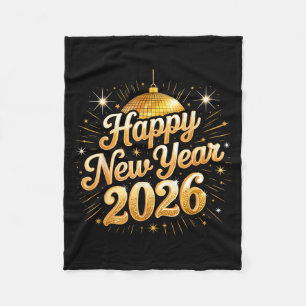 Happy New Year 2026 Vintage Disco Family Party Cel Fleece Blanket