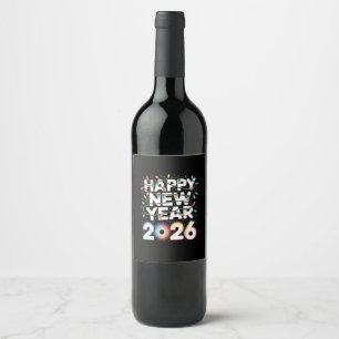 Happy New Year 2026 Wine Label
