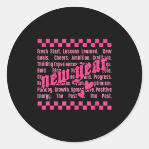 Happy New Year 2026 Words Family Matching New Year Classic Round Sticker