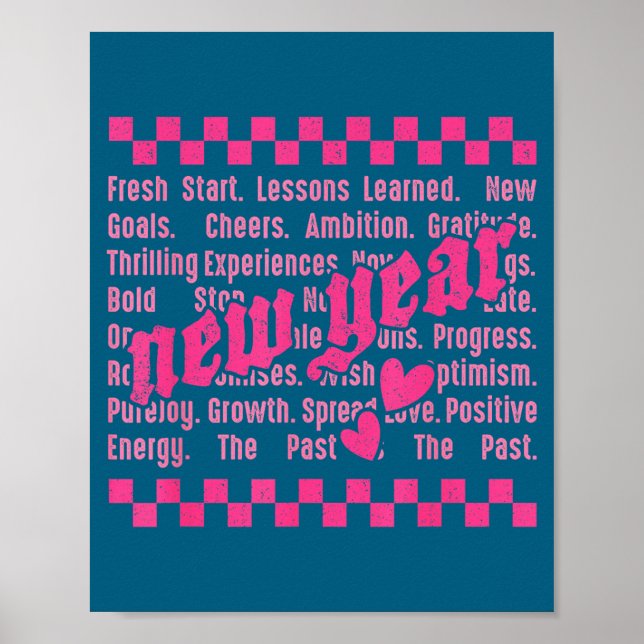 Happy New Year 2026 Words Family Matching New Year Poster (Front)