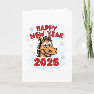Happy New Year 2026: Year of the Horse Mascot Card