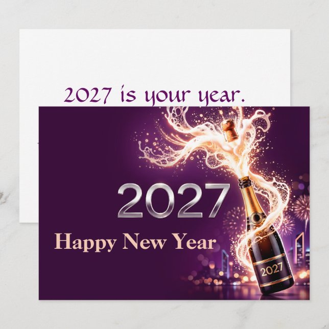 Happy New Year 2027 Celebration Card (Front/Back)