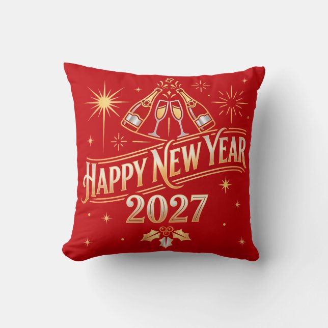 Happy New Year 2027 Celebration Cushion (Front)