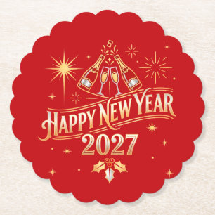 Happy New Year 2027 Celebration Paper Coaster