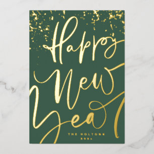 HAPPY NEW YEAR 2027 IN HANDWRITTEN Gold Foil Holiday Card