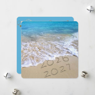 Happy New Year 2027 Ocean Beach Holiday Card