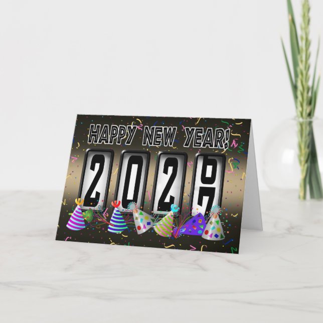 Happy New Year 2027 Odometer  Holiday Card (Front)