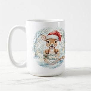 Happy New Year 2027 with Santa Deer Coffee Mug
