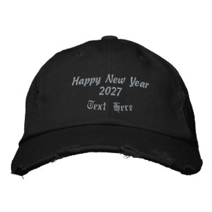 Happy New Year 2027 with Text Here Black-Hat Fit Embroidered Hat