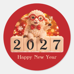 Happy New Year 2027 Year of the Goat Sheep Classic Round Sticker