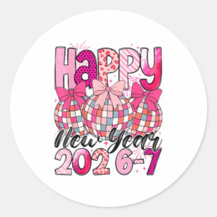Happy New Year 202-67 Meme Cute Coquette Nk Bow Di Classic Round Sticker