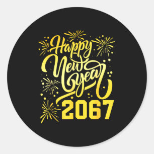Happy New Year 2067 Funny 67 Six Seven Meme New Ye Classic Round Sticker