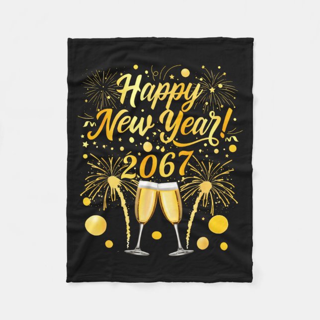 Happy New Year 2067 Funny 67 Six Seven Meme New Ye Fleece Blanket (Front)