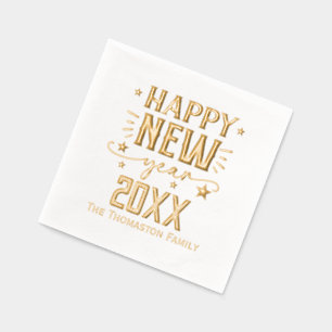 Happy New Year 20XX Family / Company Name Foil Napkins