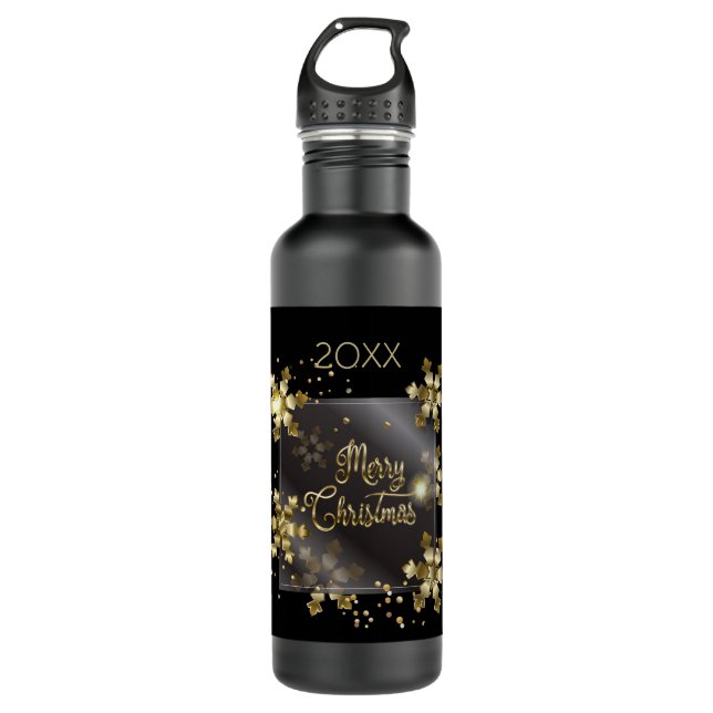 Happy New Year 20XX & Gold Christmas Luxury 710 Ml Water Bottle (Front)
